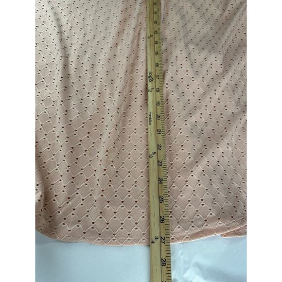 Women's Roz & Ali Top 1X Peach Eyelet Pullover 3/4 Sleeve Stretch Baby Doll - Picture 11 of 11